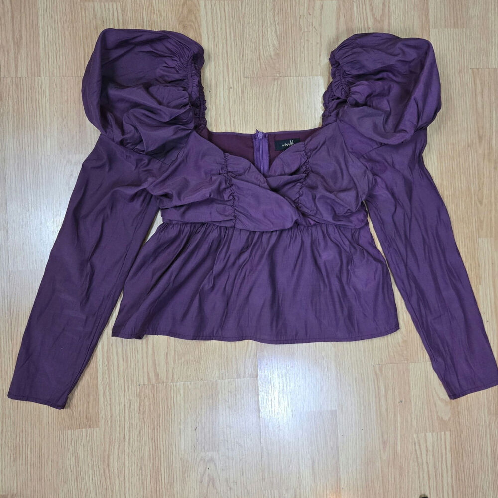 OntWelfth Womens Puff Sleeve Crop Top S Purple Castlecore Romantic Whimsigoth